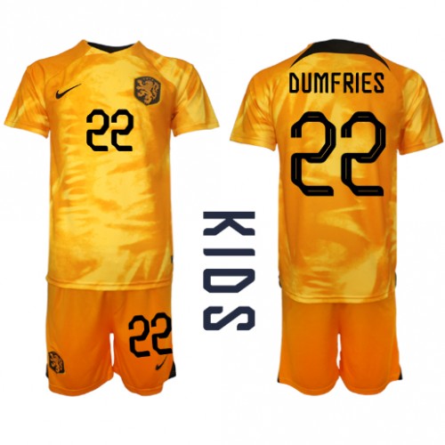 Nederland Denzel Dumfries #22 Hjemmedraktsett Barn VM 2022 Kortermet (+ Korte bukser) Nederland Denzel Dumfries #22 Hjemmedraktsett Barn VM 2022 Kortermet (+ Korte bukser)
